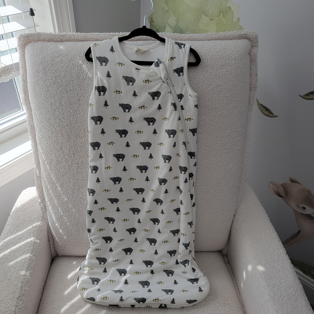 White Sleep Sack with Bear Print